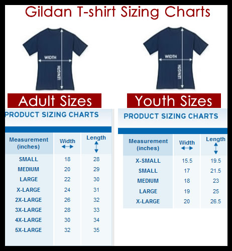 Gildan Brand T Shirt Size Chart